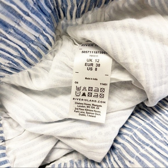 NWT River Island Broderie Short Set Blue Stripe Size 8 - Picture 11 of 12